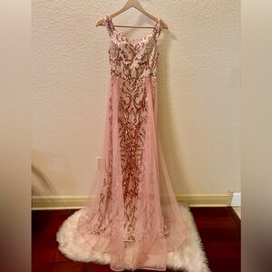 Rose Gold/pink maxi dress